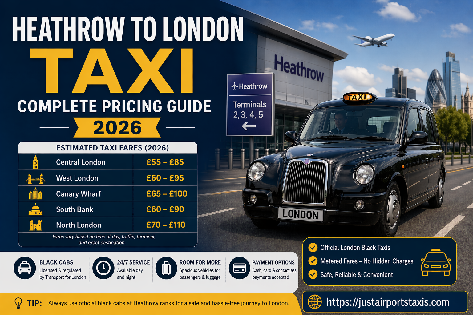 Heathrow to London Taxi Complete Pricing Guide 2026